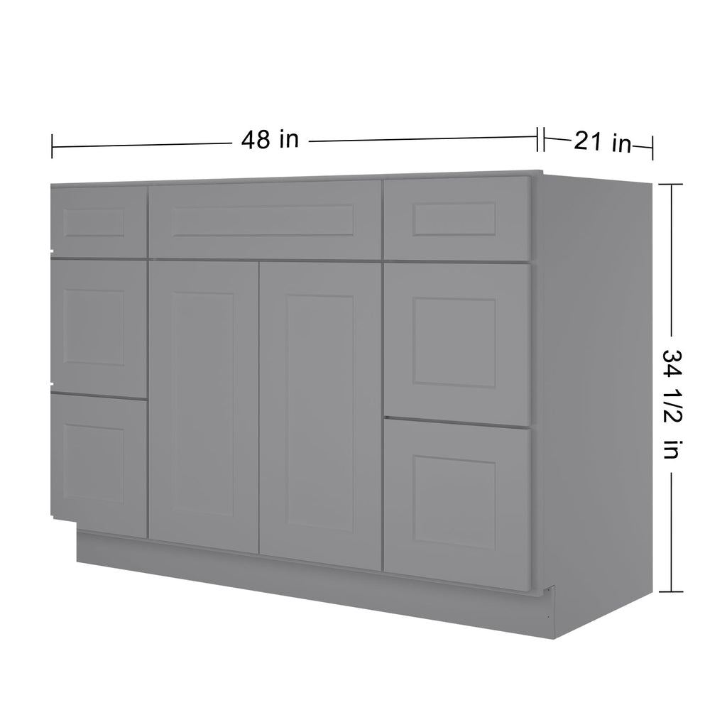 21"D Birch Solid Wood X 60"W X 34-1/2"H Bath Vanity Double Drawer Cabinet without Top VDDB60