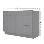 21"D Birch Solid Wood X 60"W X 34-1/2"H Bath Vanity Double Drawer Cabinet without Top VDDB60