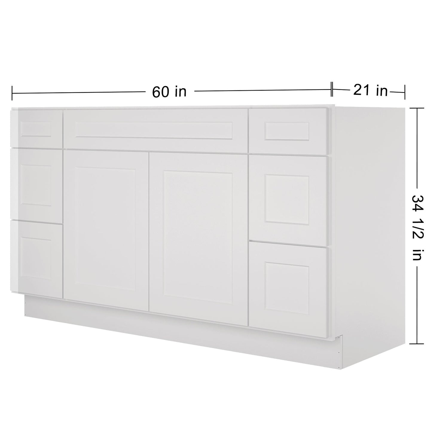 21"D Birch Solid Wood X48"W X 21"D X 34-1/2"H Bath Vanity Sink Drawer Cabinet without Top VDDB48