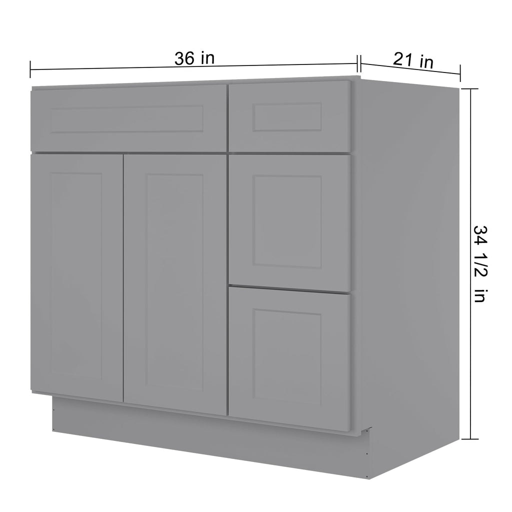 21"Dx36"Wx34-1/2"H Birch Solid Wood Bath Vanity Cabinet without Top V3621DR