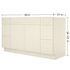 21"D Birch Solid Wood X48"W X 21"D X 34-1/2"H Bath Vanity Sink Drawer Cabinet without Top VDDB48