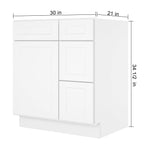 21"Dx30"Wx34-1/2"H Birch Solid Wood Bath Vanity Cabinet without Top V3021DR