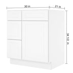 21"Dx30"Wx34-1/2"H Birch Solid Wood Bath Vanity Cabinet without Top V3021DL