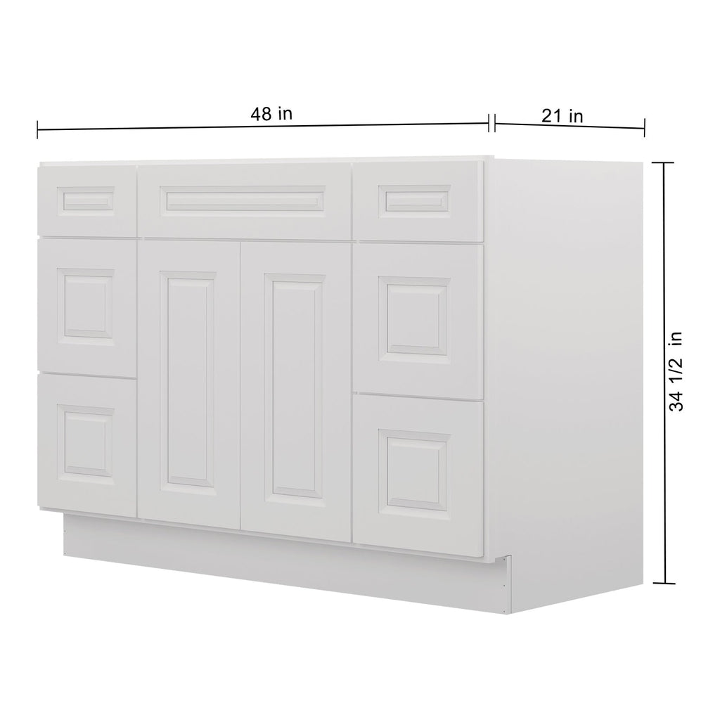 21"D Birch Solid Wood X 60"W X 34-1/2"H Bath Vanity Double Drawer Cabinet without Top VDDB60