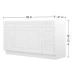 21"D Birch Solid Wood X48"W X 21"D X 34-1/2"H Bath Vanity Sink Drawer Cabinet without Top VDDB48