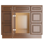 21"D Birch Solid Wood X 42"W X 34-1/2"H Bath Vanity Double Drawer Cabinet without Top VDDB42