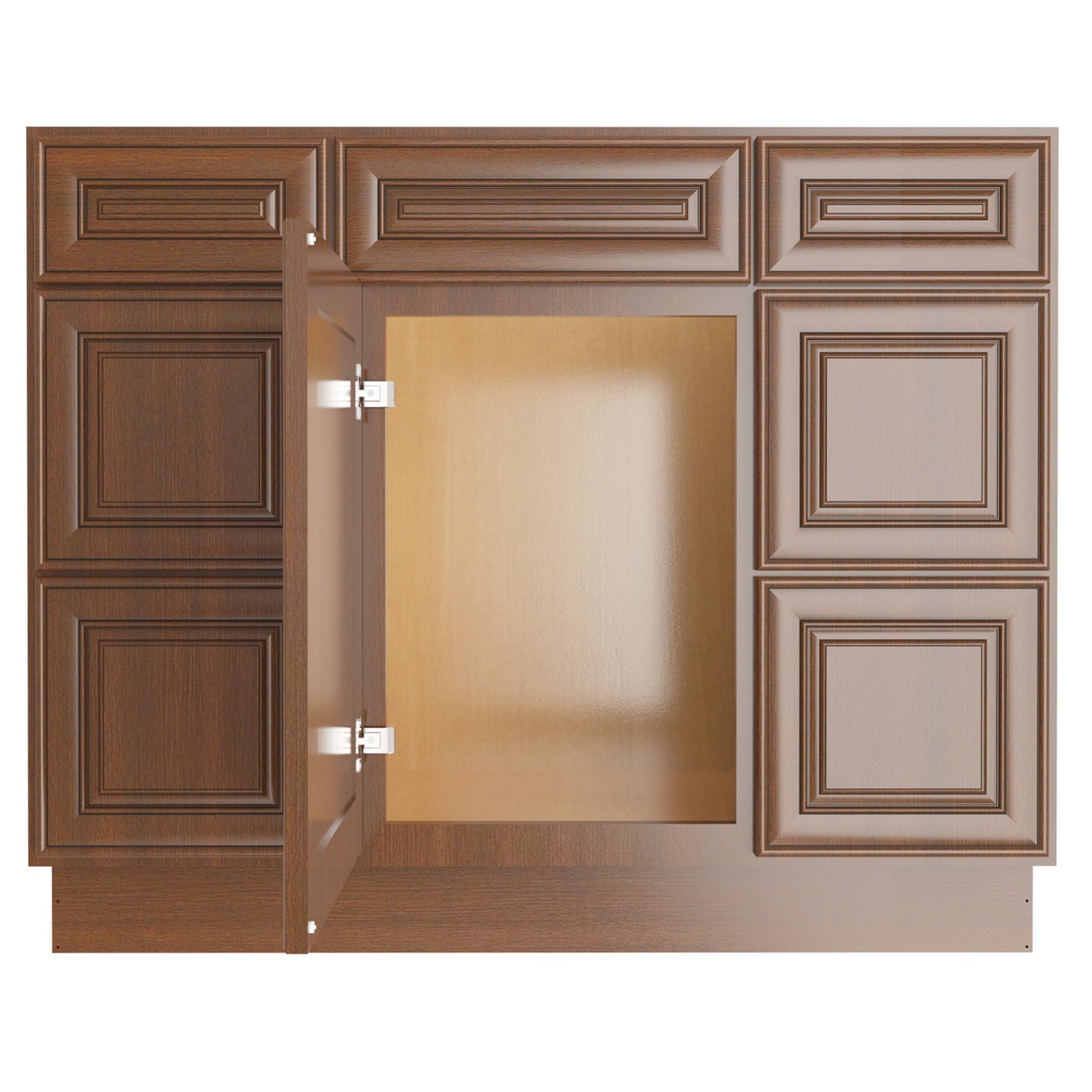 21"D Birch Solid Wood X 42"W X 34-1/2"H Bath Vanity Double Drawer Cabinet without Top VDDB42