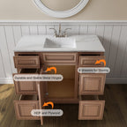 21"D Birch Solid Wood X 42"W X 34-1/2"H Bath Vanity Double Drawer Cabinet without Top VDDB42