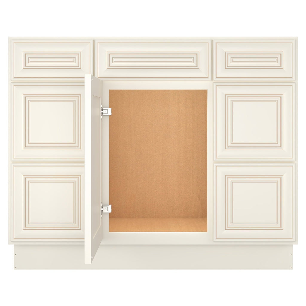 21"D Birch Solid Wood X 42"W X 34-1/2"H Bath Vanity Double Drawer Cabinet without Top VDDB42