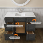 21"D Birch Solid Wood X 42"W X 34-1/2"H Bath Vanity Double Drawer Cabinet without Top VDDB42