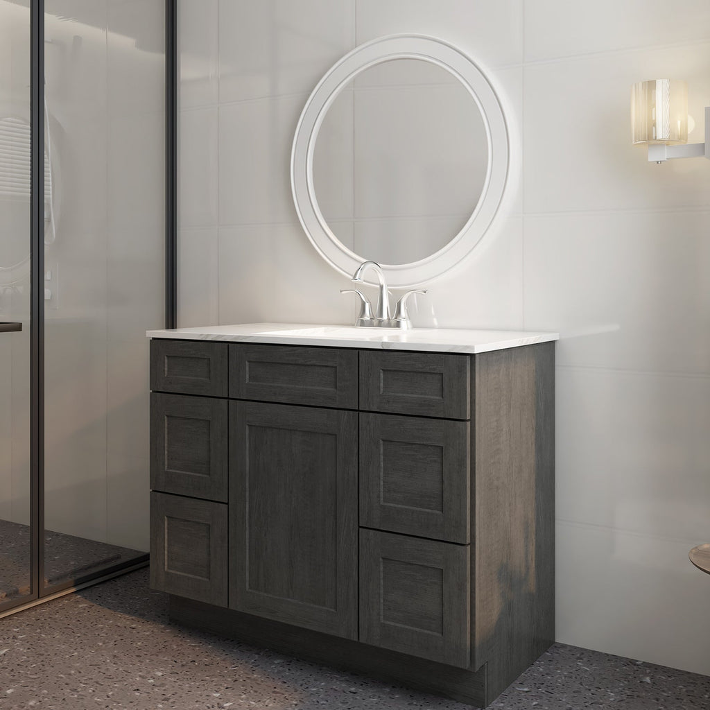 21"D Birch Solid Wood X 42"W X 34-1/2"H Bath Vanity Double Drawer Cabinet without Top VDDB42