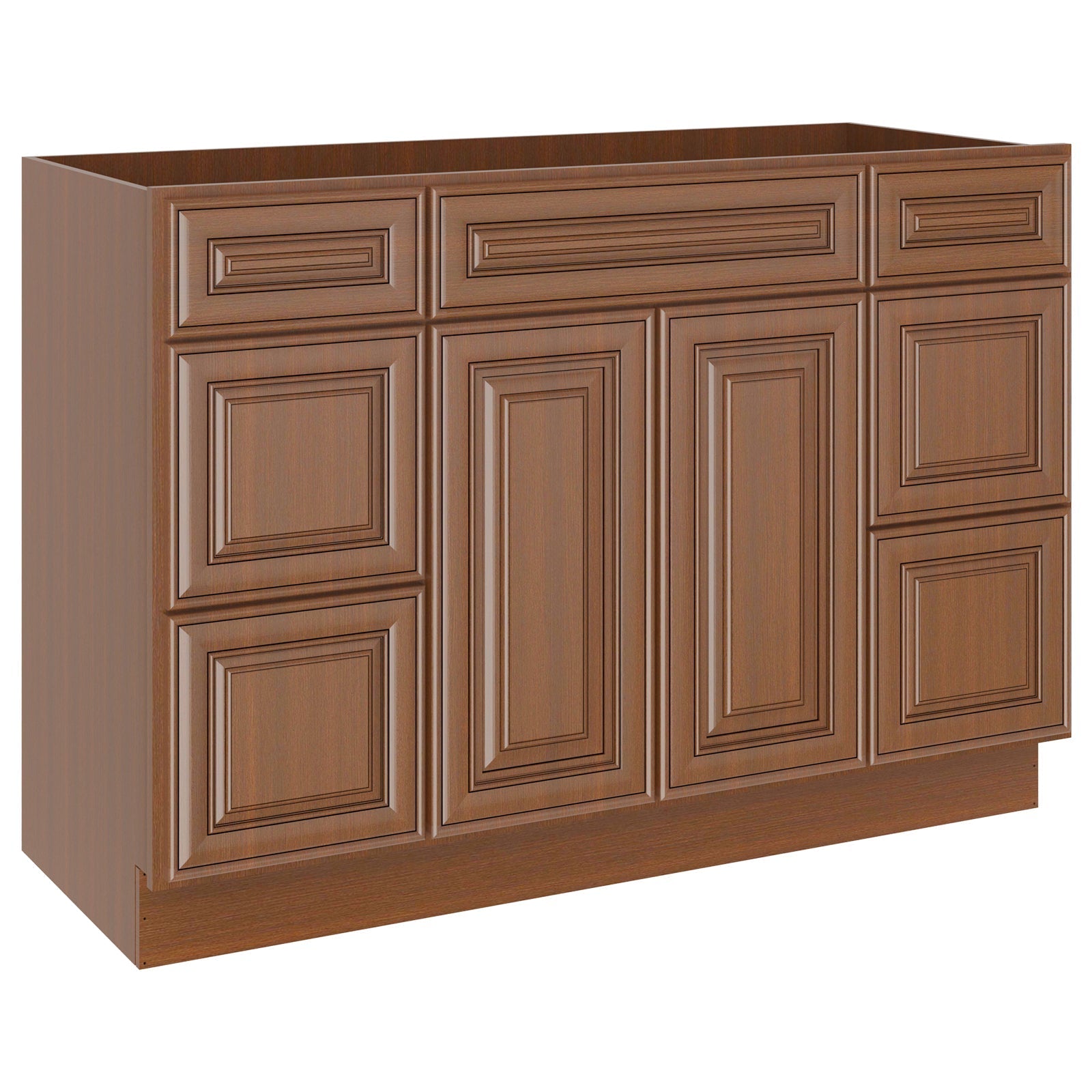 21"D Birch Solid Wood X 42"W X 34-1/2"H Bath Vanity Double Drawer Cabinet without Top VDDB42
