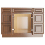 21"D Birch Solid Wood X 42"W X 34-1/2"H Bath Vanity Double Drawer Cabinet without Top VDDB42
