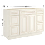21"D Birch Solid Wood X 42"W X 34-1/2"H Bath Vanity Double Drawer Cabinet without Top VDDB42