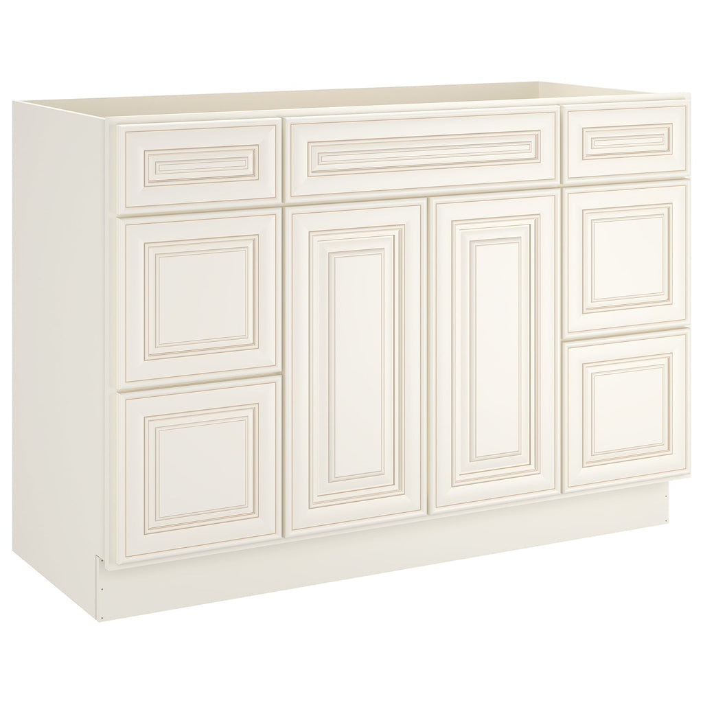 21"D Birch Solid Wood X 42"W X 34-1/2"H Bath Vanity Double Drawer Cabinet without Top VDDB42