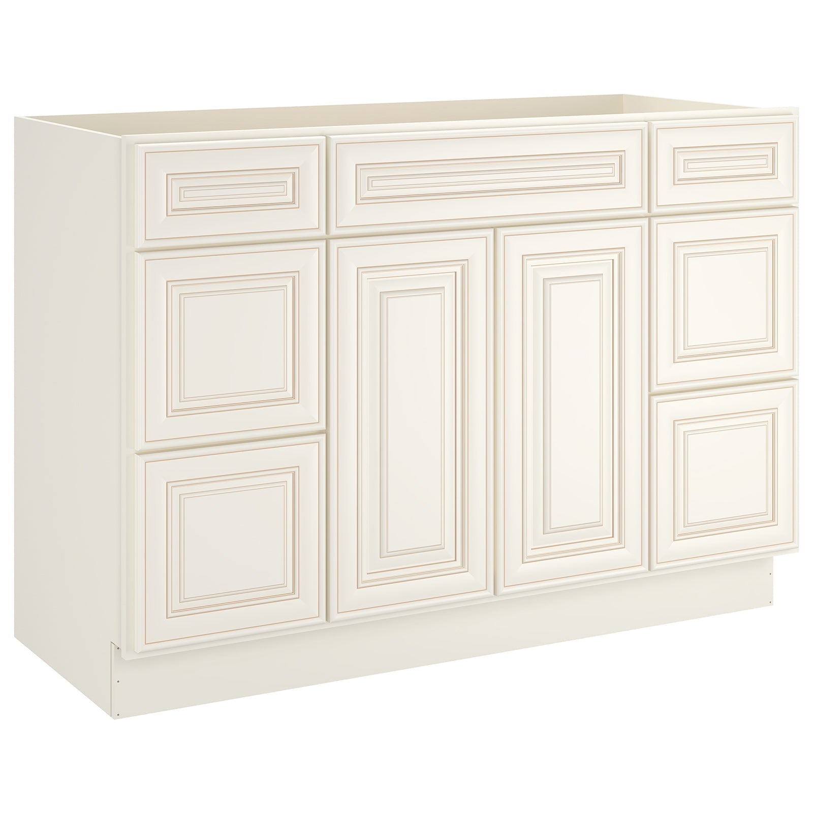 21"D Birch Solid Wood X 42"W X 34-1/2"H Bath Vanity Double Drawer Cabinet without Top VDDB42