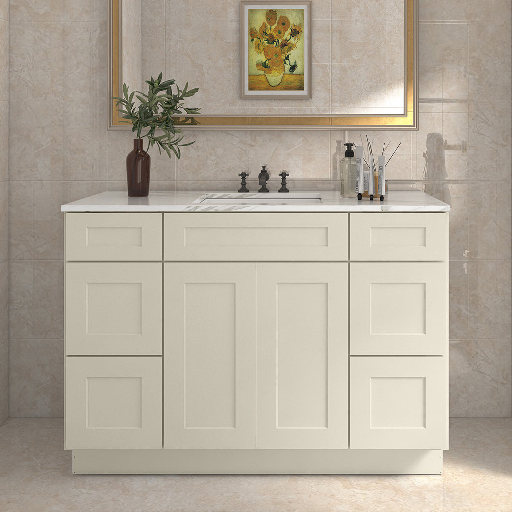 21"D Birch Solid Wood X 60"W X 34-1/2"H Bath Vanity Double Drawer Cabinet without Top VDDB60