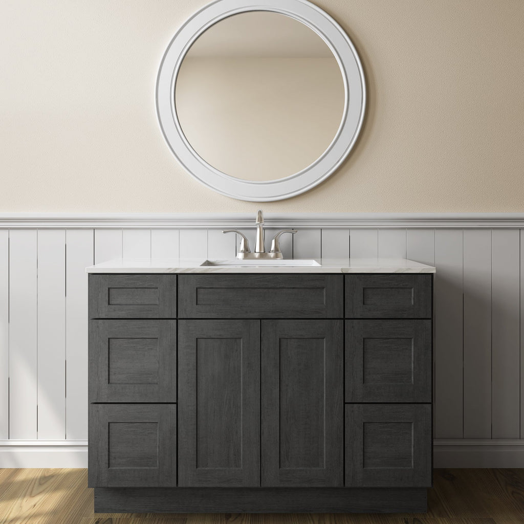 21"D Birch Solid Wood X 42"W X 34-1/2"H Bath Vanity Double Drawer Cabinet without Top VDDB42