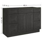 21"D Birch Solid Wood X 42"W X 34-1/2"H Bath Vanity Double Drawer Cabinet without Top VDDB42