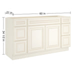 21"D Birch Solid Wood X 60"W X 34-1/2"H Bath Vanity Double Drawer Cabinet without Top VDDB60