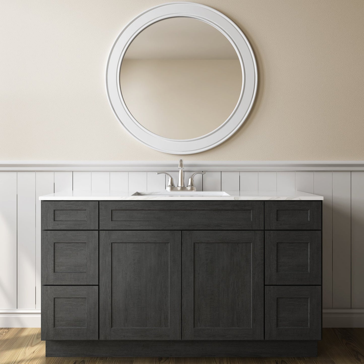 21"D Birch Solid Wood X 60"W X 34-1/2"H Bath Vanity Double Drawer Cabinet without Top VDDB60