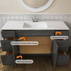 21"D Birch Solid Wood X 60"W X 34-1/2"H Bath Vanity Double Drawer Cabinet without Top VDDB60