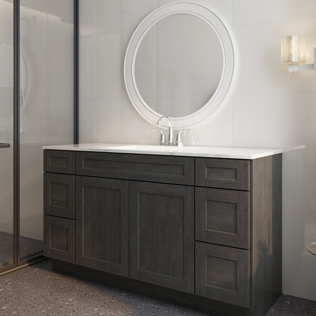21"D Birch Solid Wood X 60"W X 34-1/2"H Bath Vanity Double Drawer Cabinet without Top VDDB60