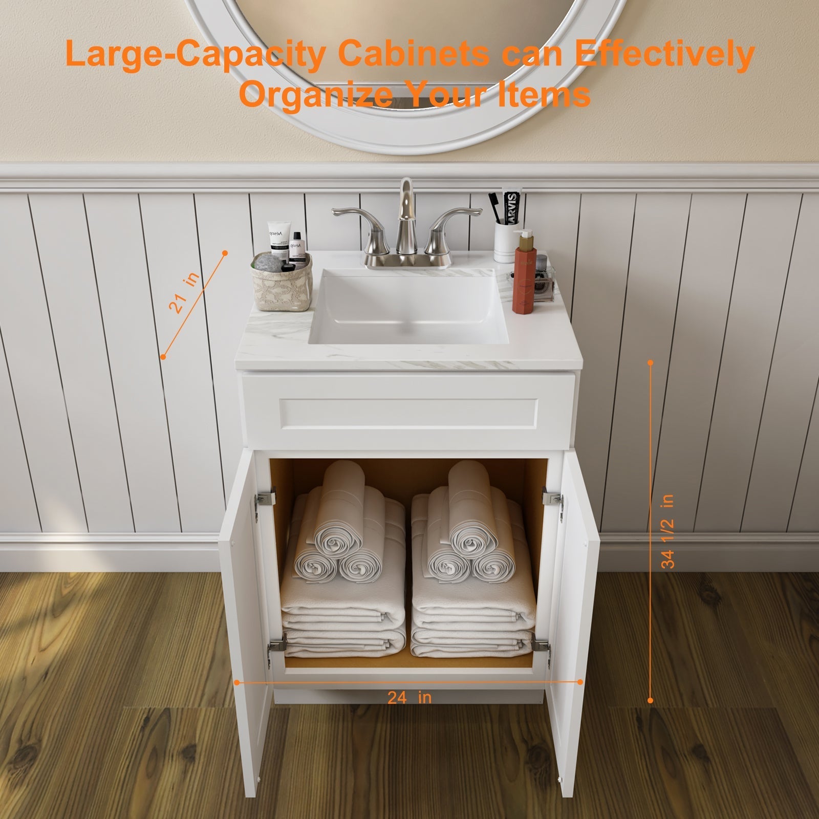 21"D X 24"W X 34-1/2"H Bath Vanity Cabinet without Top VS24