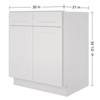 21"D X 30"W X 34-1/2"H Bath Vanity Cabinet without Top VS30
