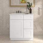 21"Dx30"Wx34-1/2"H Birch Solid Wood Bath Vanity Cabinet without Top V3021DR