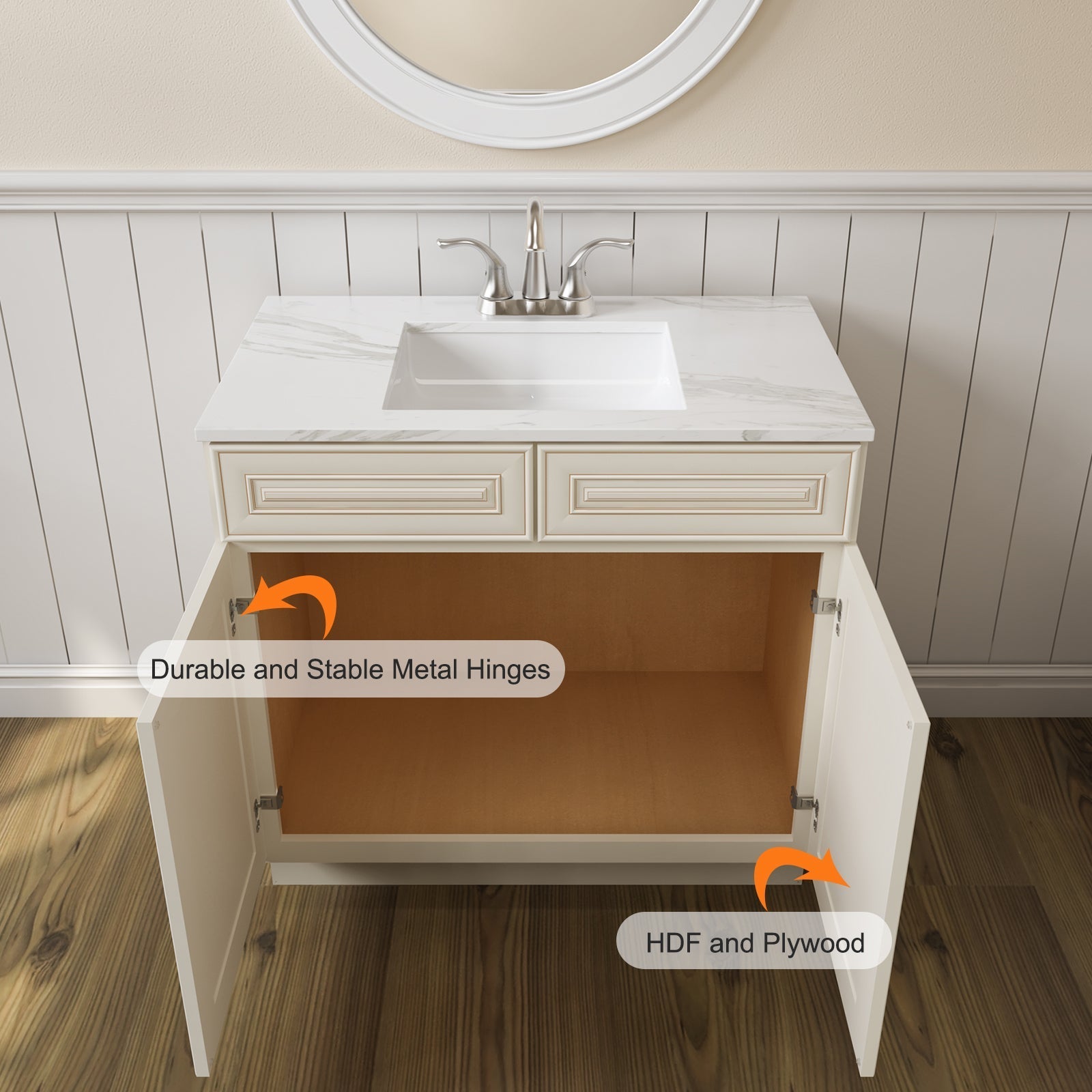 21"D X 36"W X 34-1/2"H Bath Vanity Cabinet without Top VS36