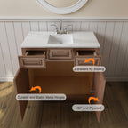 21"D Birch Solid Wood X 36"W X 34-1/2"H Vanity Sink Drawer Cabinet Wthout Top  VSD36