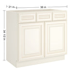21"D Birch Solid Wood X 36"W X 34-1/2"H Vanity Sink Drawer Cabinet Wthout Top  VSD36