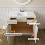21"D Birch Solid Wood X 36"W X 34-1/2"H Vanity Sink Drawer Cabinet Wthout Top  VSD36