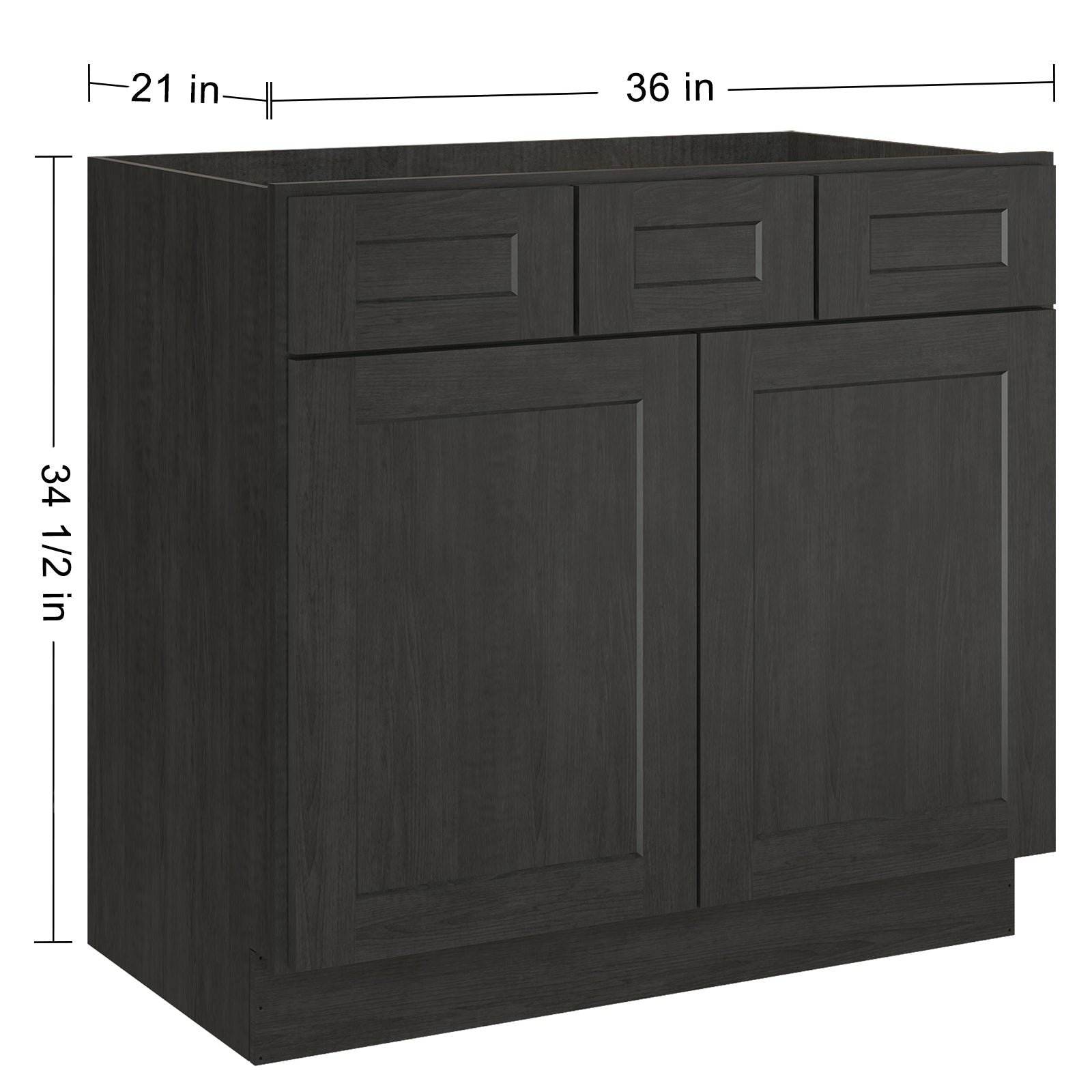 21"D Birch Solid Wood X 36"W X 34-1/2"H Vanity Sink Drawer Cabinet Wthout Top  VSD36