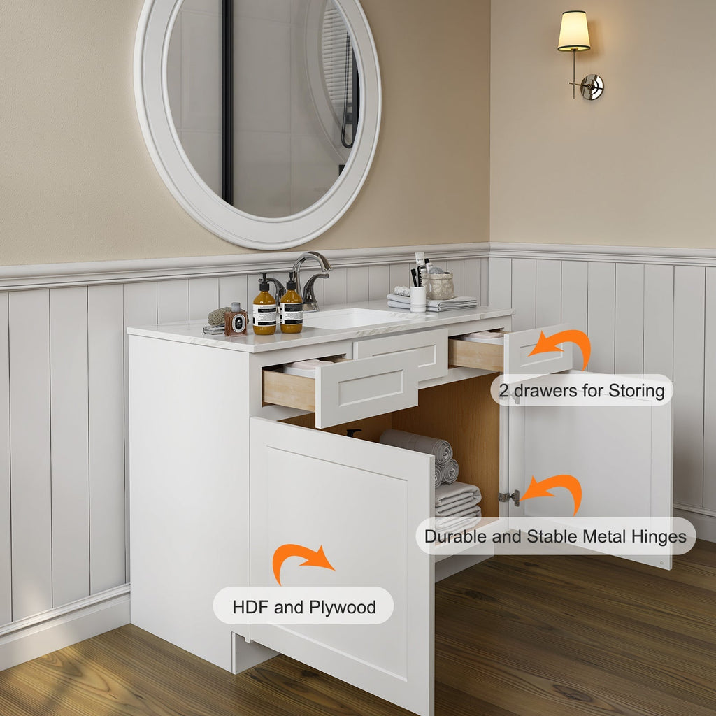 21"D Birch Solid Wood X 36"W X 34-1/2"H Vanity Sink Drawer Cabinet Wthout Top  VSD36