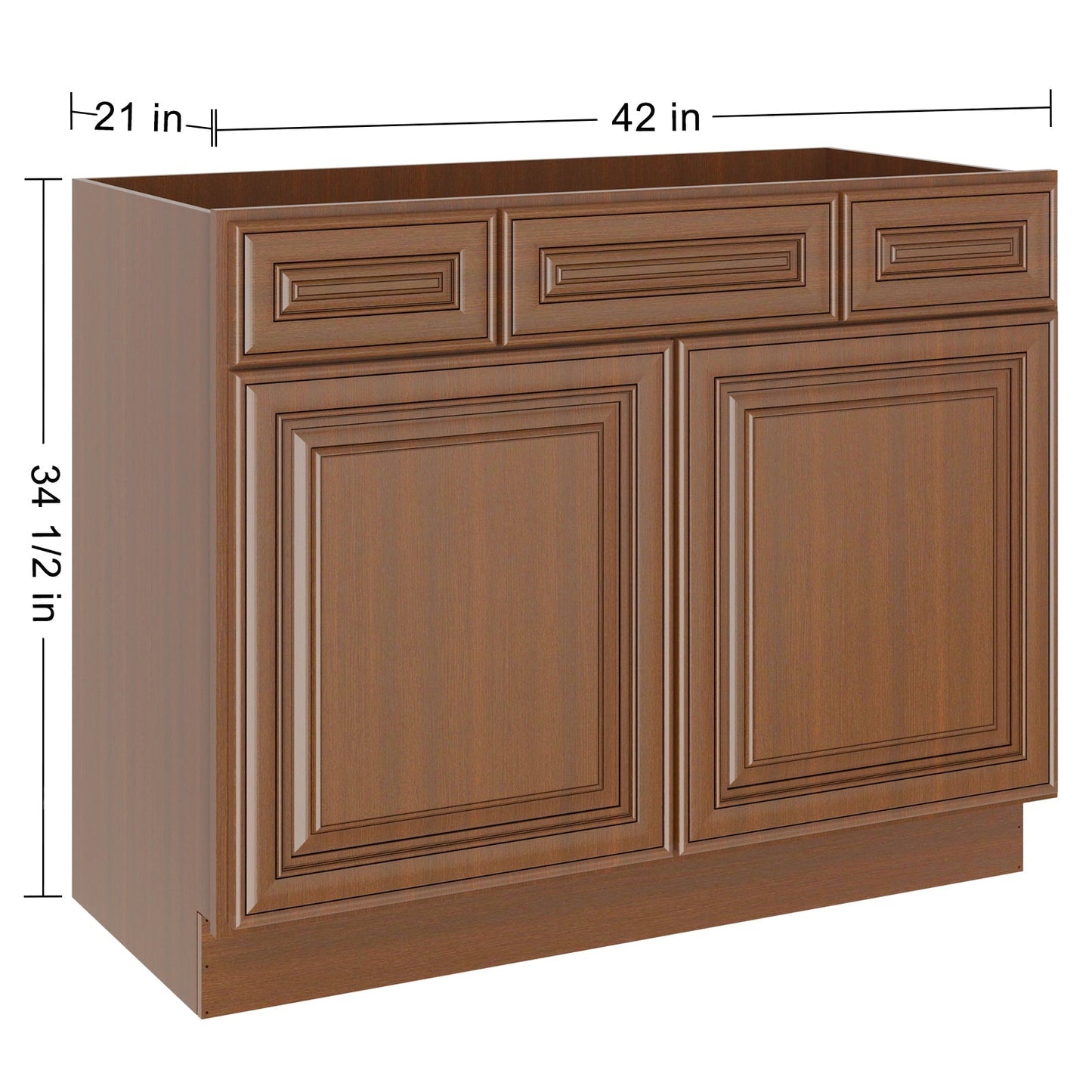 42"W Birch Solid Wood X 21"D X 34-1/2"H Vanity Sink Drawer Cabinet Wthout Top VSD42