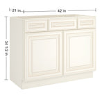 42"W Birch Solid Wood X 21"D X 34-1/2"H Vanity Sink Drawer Cabinet Wthout Top VSD42