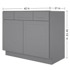 42"W Birch Solid Wood X 21"D X 34-1/2"H Vanity Sink Drawer Cabinet Wthout Top VSD42