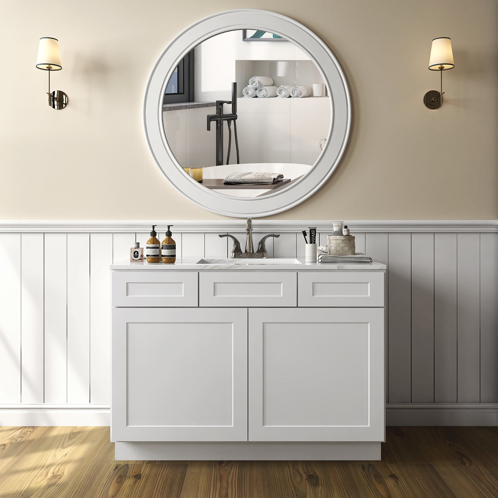 42"W Birch Solid Wood X 21"D X 34-1/2"H Vanity Sink Drawer Cabinet Wthout Top VSD42