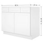 42"W Birch Solid Wood X 21"D X 34-1/2"H Vanity Sink Drawer Cabinet Wthout Top VSD42