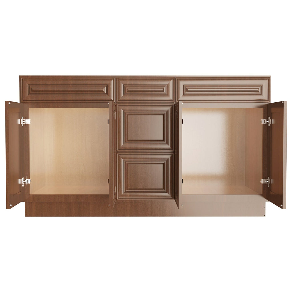 21"D Birch Solid Wood X 60"W X 34-1/2"H Vanity Sink Drawer Cabinet Wthout Top VSDB60