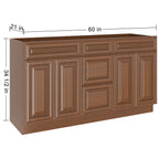21"D Birch Solid Wood X 60"W X 34-1/2"H Vanity Sink Drawer Cabinet Wthout Top VSDB60