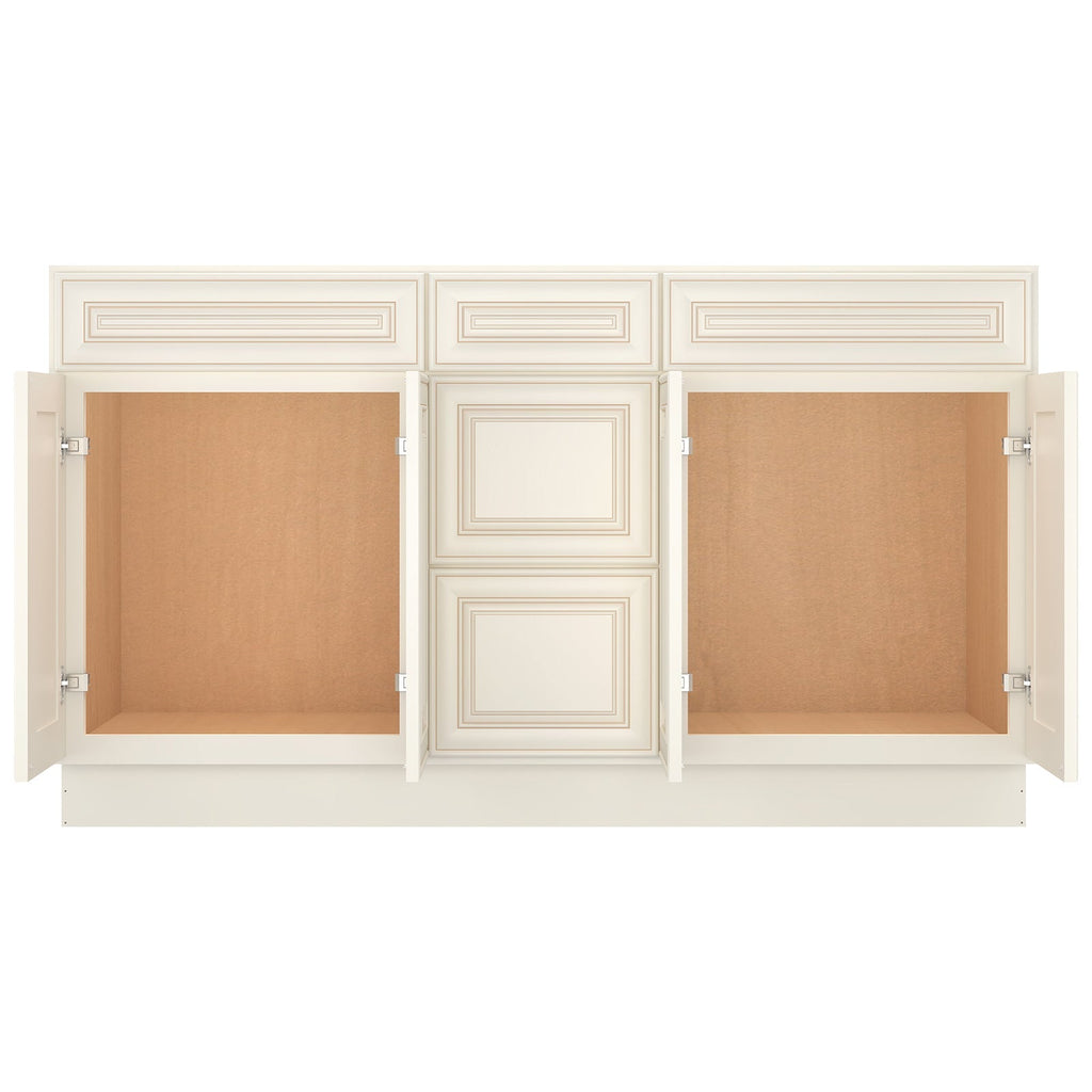 21"D Birch Solid Wood X 60"W X 34-1/2"H Vanity Sink Drawer Cabinet Wthout Top VSDB60