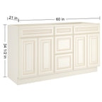 21"D Birch Solid Wood X 60"W X 34-1/2"H Vanity Sink Drawer Cabinet Wthout Top VSDB60