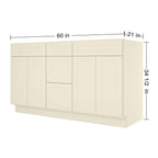 21"D Birch Solid Wood X 60"W X 34-1/2"H Vanity Sink Drawer Cabinet Wthout Top VSDB60