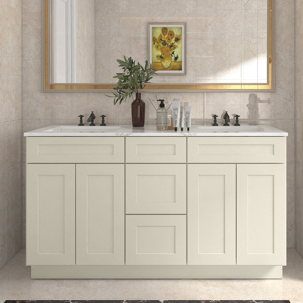21"D Birch Solid Wood X 60"W X 34-1/2"H Vanity Sink Drawer Cabinet Wthout Top VSDB60