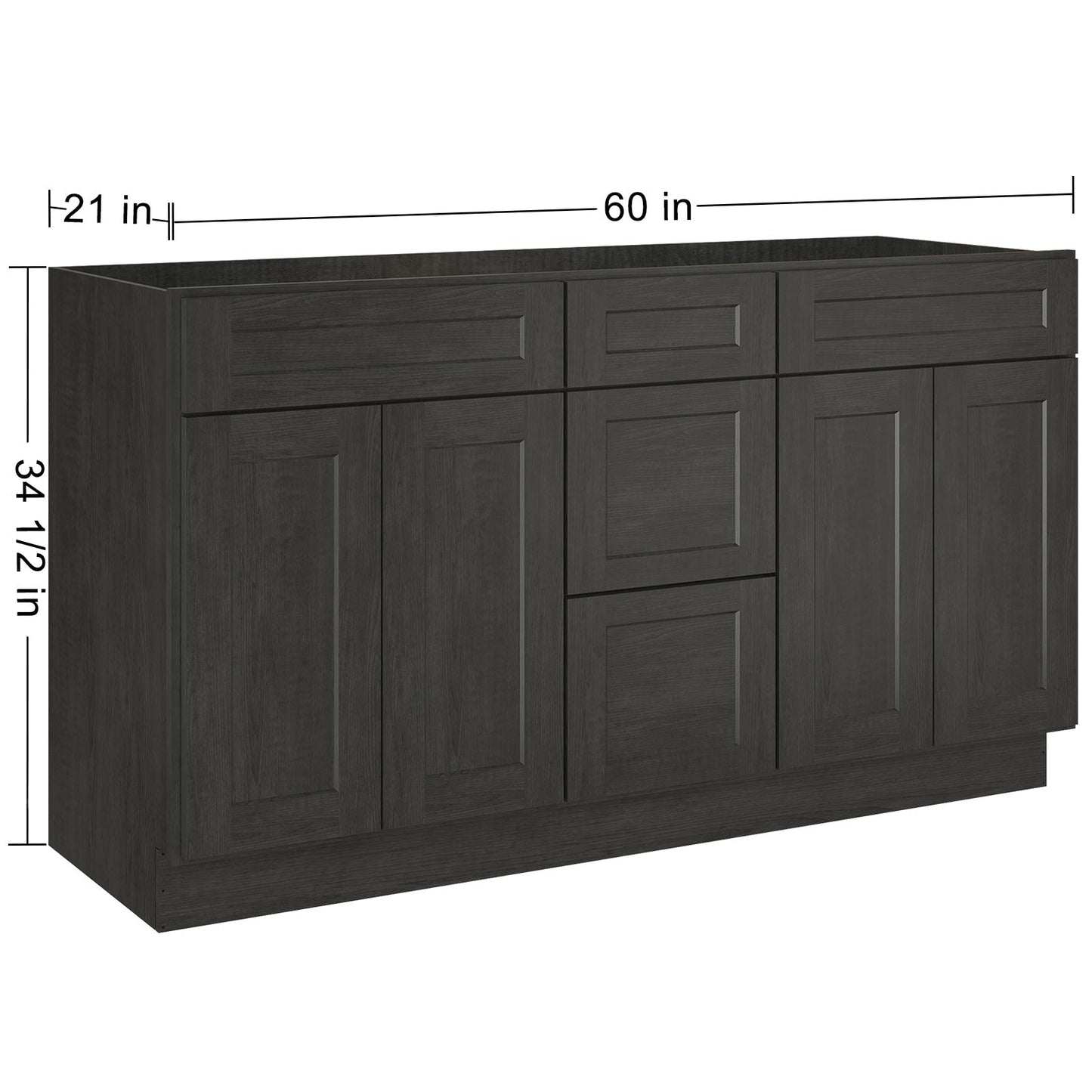 21"D Birch Solid Wood X 60"W X 34-1/2"H Vanity Sink Drawer Cabinet Wthout Top VSDB60
