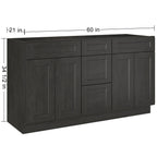 21"D Birch Solid Wood X 60"W X 34-1/2"H Vanity Sink Drawer Cabinet Wthout Top VSDB60