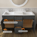 21"D Birch Solid Wood X 60"W X 34-1/2"H Vanity Sink Drawer Cabinet Wthout Top VSDB60